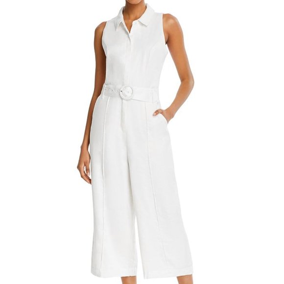 {Guess} Ilaria Cropped Wide-Leg Linen Jumpsuit - Picture 1 of 11